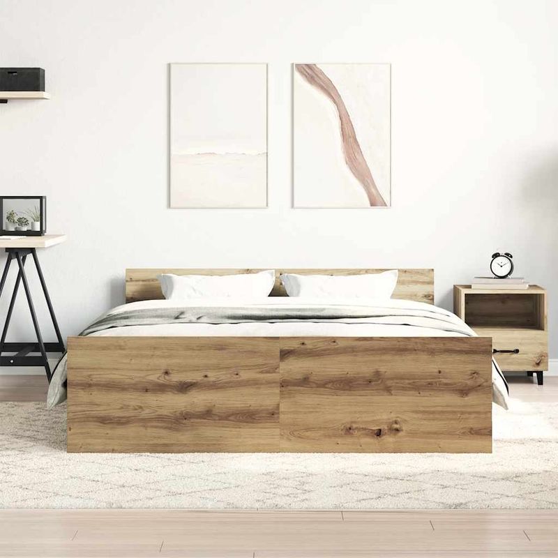 Casa si Gradina - Mobilier - Paturi si accesorii - Paturi - Cadru pat fara saltea Stejar Artisan 140x190cm Lemn prelucrat - Infinity.ro