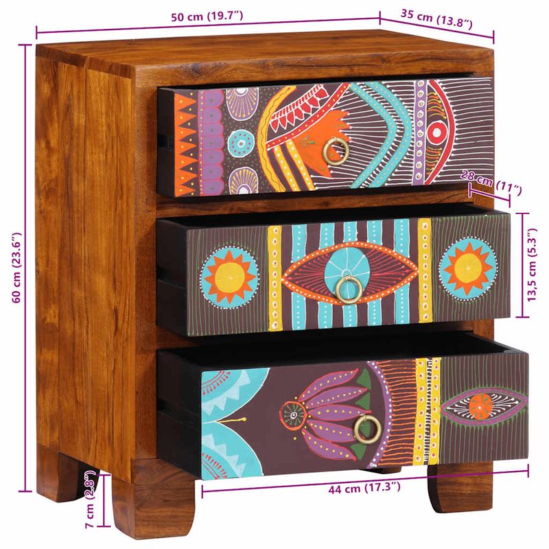 Casa si Gradina - Mobilier - Comode si corpuri - Comode - Bufeta multicolor 50x35x60 din lemn masiv de salcam - Infinity.ro