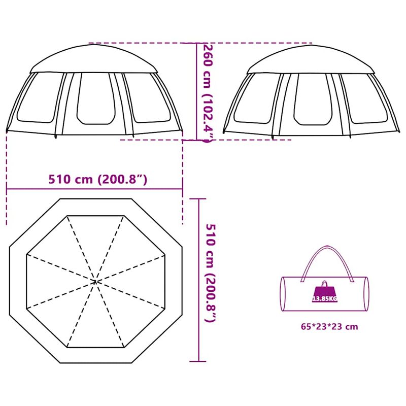 Sport si Outdoor - Camping - Corturi camping - Cort piscina cu pereti detasabili cu acoperis și plasa, mărime 510x510 cm - Infinity.ro