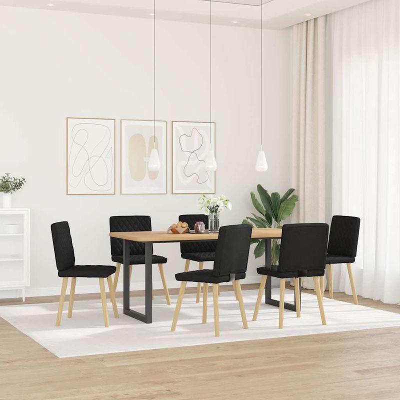 Casa si Gradina - Mobilier - Scaune si fotolii - Scaune - Scaune de sufragerie 6 buc. negru material textil - Infinity.ro