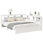 Casa si Gradina - Mobilier - Paturi si accesorii - Paturi - Pat cu biblioteca fara saltea, alb, 150x200 cm, lemn masiv pin - Infinity.ro