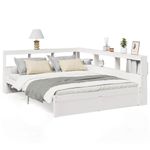 Casa si Gradina - Mobilier - Paturi si accesorii - Paturi - Pat cu biblioteca fara saltea, alb, 150x200 cm, lemn masiv pin - Infinity.ro