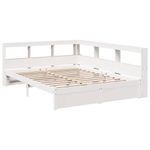 Casa si Gradina - Mobilier - Paturi si accesorii - Paturi - Pat cu biblioteca fara saltea, alb, 150x200 cm, lemn masiv pin - Infinity.ro