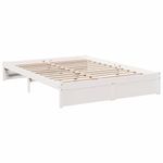 Casa si Gradina - Mobilier - Paturi si accesorii - Paturi - Pat cu biblioteca fara saltea, alb, 150x200 cm, lemn masiv pin - Infinity.ro