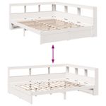 Casa si Gradina - Mobilier - Paturi si accesorii - Paturi - Pat cu biblioteca fara saltea, alb, 150x200 cm, lemn masiv pin - Infinity.ro