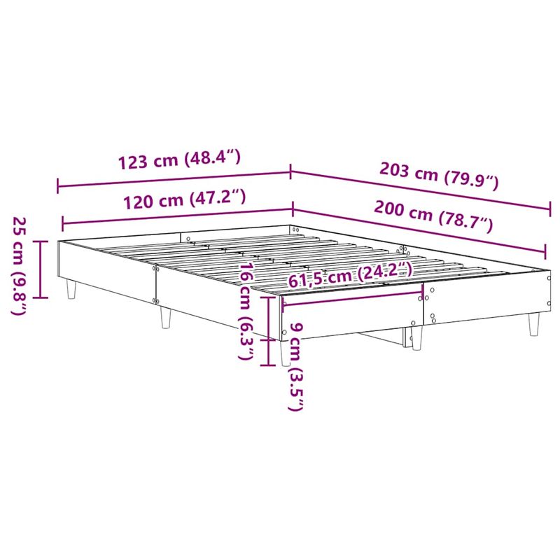 Casa si Gradina - Mobilier - Paturi si accesorii - Paturi - Cadru pat fara saltea Stejar Artisan 120x200 cm Lemn prelucrat - Infinity.ro
