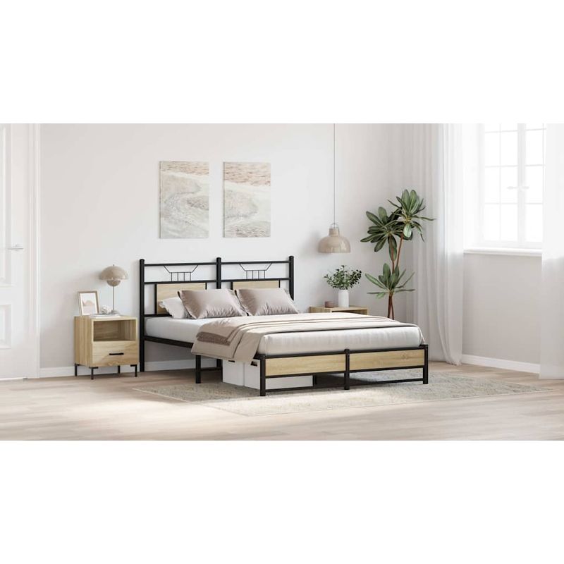 Casa si Gradina - Mobilier - Paturi si accesorii - Paturi - Cadru pat fara saltea stejar sonoma 150x200 cm lemn prelucrat - Infinity.ro