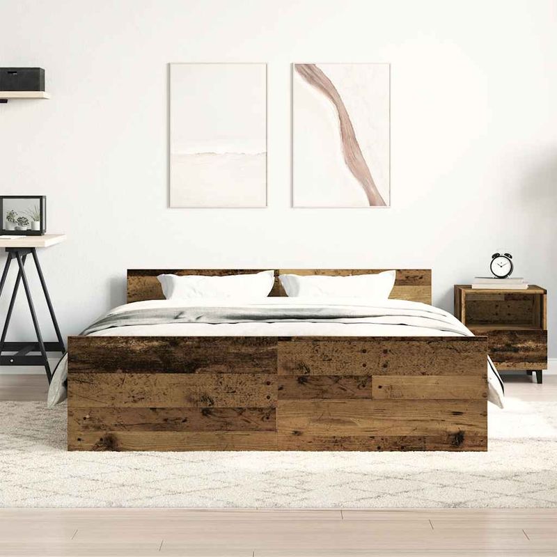 Casa si Gradina - Mobilier - Paturi si accesorii - Paturi - Cadru de pat fara saltea Lemn vechi 135x190cm Lemn prelucrat - Infinity.ro