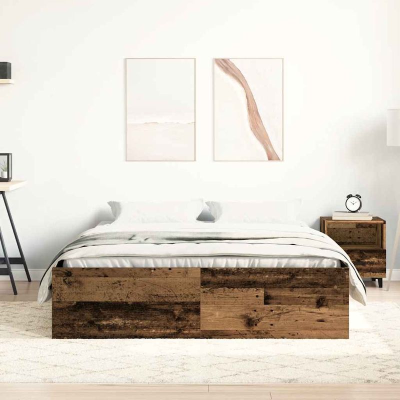Casa si Gradina - Mobilier - Paturi si accesorii - Paturi - Cadru de pat fara saltea Lemn vechi 120x190cm Lemn prelucrat - Infinity.ro