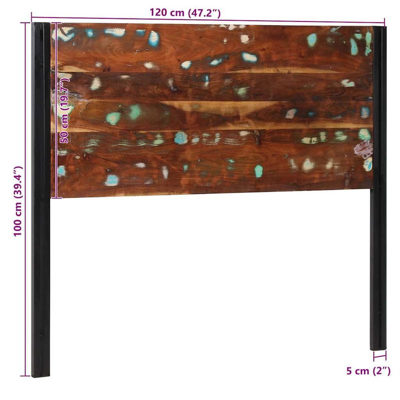 Casa si Gradina - Mobilier - Paturi si accesorii - Accesorii paturi - Tablie de pat 120 cm lemn masiv recuperat si fier - Infinity.ro