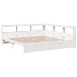 Casa si Gradina - Mobilier - Paturi si accesorii - Paturi - Pat cu biblioteca fara saltea, alb, 200x200 cm, lemn masiv pin - Infinity.ro