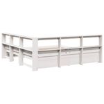 Casa si Gradina - Mobilier - Paturi si accesorii - Paturi - Pat cu biblioteca fara saltea, alb, 200x200 cm, lemn masiv pin - Infinity.ro
