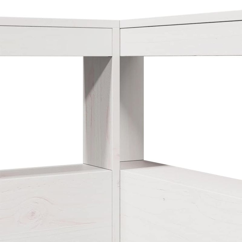 Casa si Gradina - Mobilier - Paturi si accesorii - Paturi - Pat cu biblioteca fara saltea, alb, 200x200 cm, lemn masiv pin - Infinity.ro