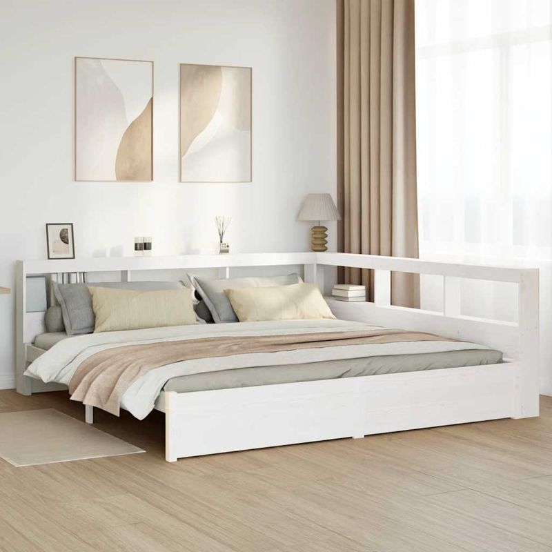 Casa si Gradina - Mobilier - Paturi si accesorii - Paturi - Pat cu biblioteca fara saltea, 180x200 cm, lemn masiv de pin - Infinity.ro