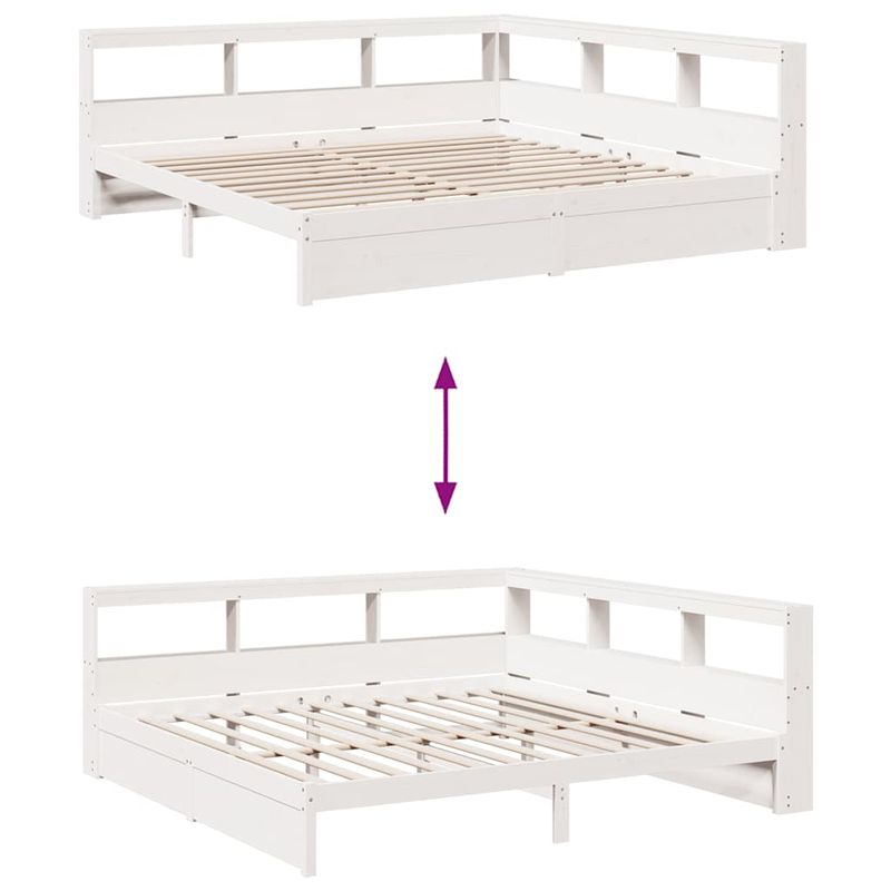 Casa si Gradina - Mobilier - Paturi si accesorii - Paturi - Pat cu biblioteca fara saltea, 180x200 cm, lemn masiv de pin - Infinity.ro