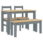 Casa si Gradina - Mobilier - Seturi de mobilier - Seturi mese si scaune - Set de sufragerie din 4 piese Panama din lemn masiv de pin gri, lungime 117 cm - Infinity.ro