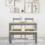 Casa si Gradina - Mobilier - Seturi de mobilier - Seturi mese si scaune - Set de sufragerie din 4 piese Panama din lemn masiv de pin gri, lungime 117 cm - Infinity.ro