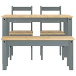 Casa si Gradina - Mobilier - Seturi de mobilier - Seturi mese si scaune - Set de sufragerie din 4 piese Panama din lemn masiv de pin gri, lungime 117 cm - Infinity.ro