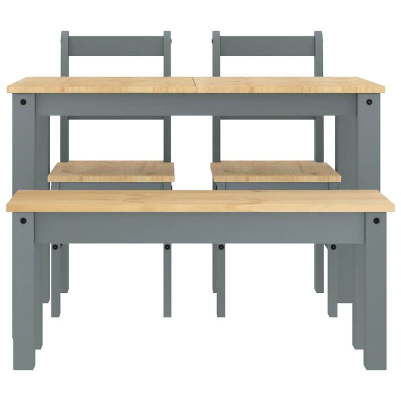 Casa si Gradina - Mobilier - Seturi de mobilier - Seturi mese si scaune - Set de sufragerie din 4 piese Panama din lemn masiv de pin gri, lungime 117 cm - Infinity.ro