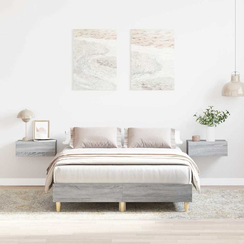 Casa si Gradina - Mobilier - Paturi si accesorii - Paturi - Cadru de pat fara saltea Gri Sonoma 140x190 cm lemn prelucrat - Infinity.ro