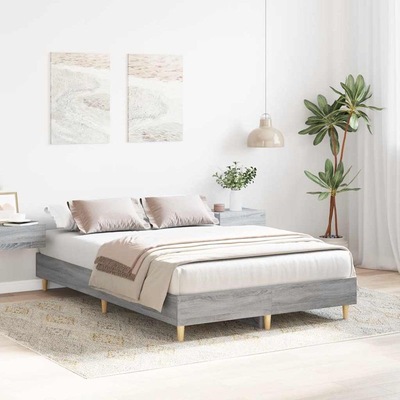 Casa si Gradina - Mobilier - Paturi si accesorii - Paturi - Cadru de pat fara saltea Gri Sonoma 140x190 cm lemn prelucrat - Infinity.ro