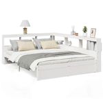 Casa si Gradina - Mobilier - Paturi si accesorii - Paturi - Pat cu biblioteca fara saltea, alb, 160x200 cm, lemn masiv pin - Infinity.ro