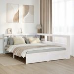 Casa si Gradina - Mobilier - Paturi si accesorii - Paturi - Pat cu biblioteca fara saltea, alb, 160x200 cm, lemn masiv pin - Infinity.ro