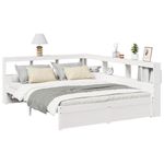 Casa si Gradina - Mobilier - Paturi si accesorii - Paturi - Pat cu biblioteca fara saltea, alb, 160x200 cm, lemn masiv pin - Infinity.ro