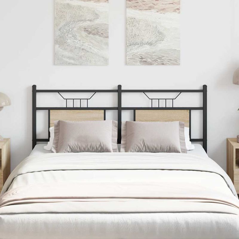 Casa si Gradina - Mobilier - Paturi si accesorii - Accesorii paturi - Tablie de pat din Stejar Sonoma 150 cm Lemn prelucrat si otel - Infinity.ro