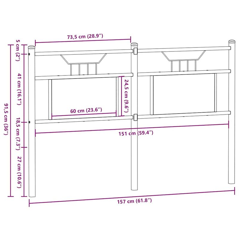 Casa si Gradina - Mobilier - Paturi si accesorii - Accesorii paturi - Tablie de pat din Stejar Sonoma 150 cm Lemn prelucrat si otel - Infinity.ro