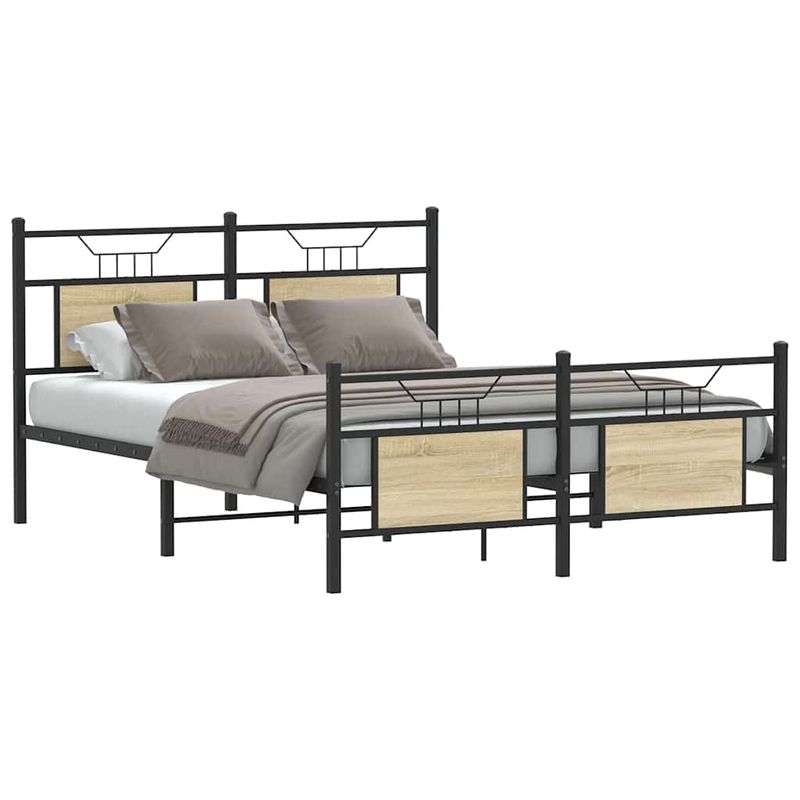 Casa si Gradina - Mobilier - Paturi si accesorii - Paturi - Cadru pat fara saltea stejar sonoma 140x200 cm lemn prelucrat - Infinity.ro