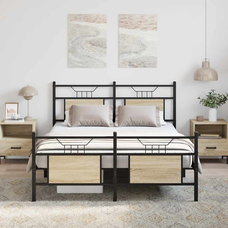 Casa si Gradina - Mobilier - Paturi si accesorii - Paturi - Cadru pat fara saltea stejar sonoma 140x200 cm lemn prelucrat - Infinity.ro