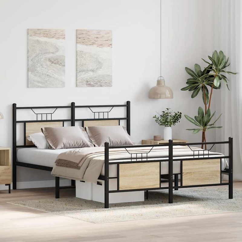 Casa si Gradina - Mobilier - Paturi si accesorii - Paturi - Cadru pat fara saltea stejar sonoma 140x200 cm lemn prelucrat - Infinity.ro