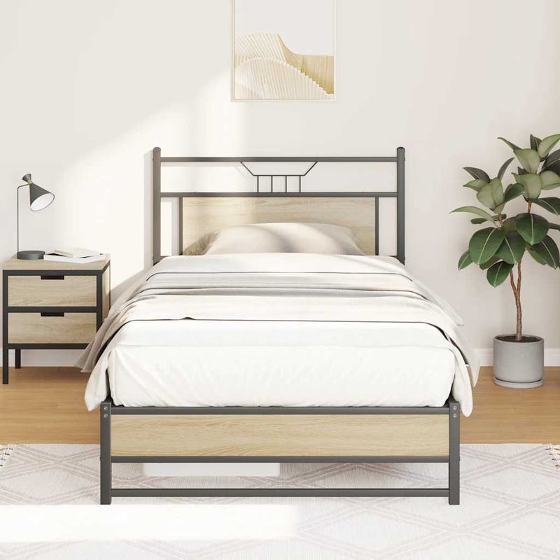 Casa si Gradina - Mobilier - Paturi si accesorii - Paturi - Cadru pat fara saltea, stejar sonoma 100x190 cm lemn prelucrat - Infinity.ro