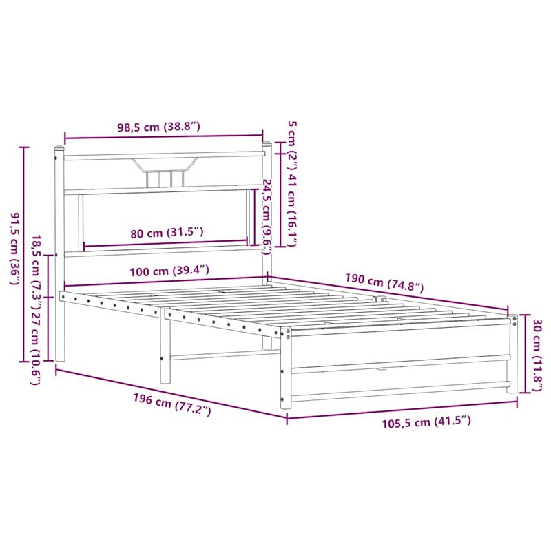 Casa si Gradina - Mobilier - Paturi si accesorii - Paturi - Cadru pat fara saltea, stejar sonoma 100x190 cm lemn prelucrat - Infinity.ro