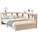 Casa si Gradina - Mobilier - Paturi si accesorii - Paturi - Pat cu biblioteca fara saltea, 120x200 cm, lemn masiv de pin - Infinity.ro