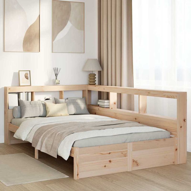 Casa si Gradina - Mobilier - Paturi si accesorii - Paturi - Pat cu biblioteca fara saltea, 120x200 cm, lemn masiv de pin - Infinity.ro