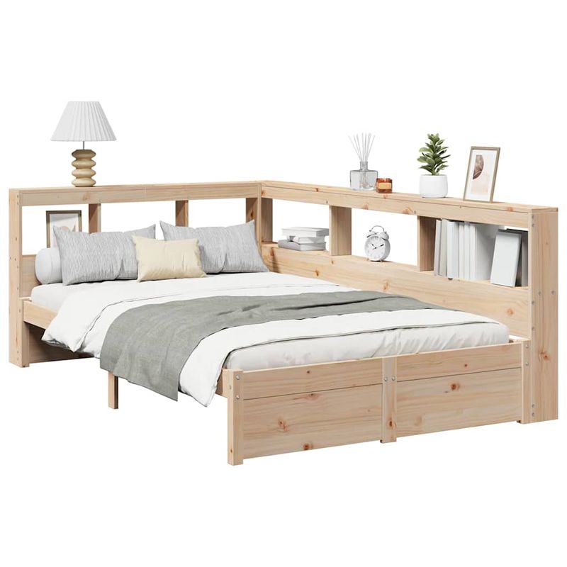 Casa si Gradina - Mobilier - Paturi si accesorii - Paturi - Pat cu biblioteca fara saltea, 120x200 cm, lemn masiv de pin - Infinity.ro