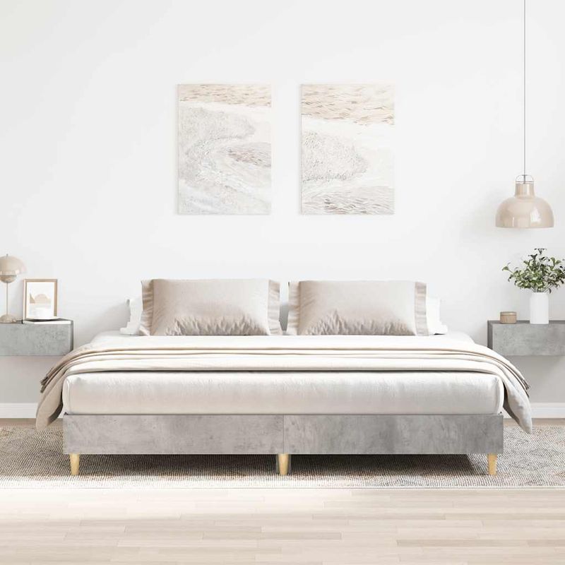 Casa si Gradina - Mobilier - Paturi si accesorii - Paturi - Cadru de pat fara saltea Gri beton 200x200 cm Lemn prelucrat - Infinity.ro