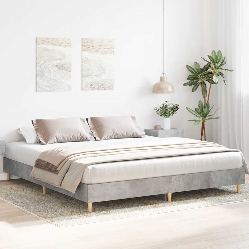 Casa si Gradina - Mobilier - Paturi si accesorii - Paturi - Cadru de pat fara saltea Gri beton 200x200 cm Lemn prelucrat - Infinity.ro