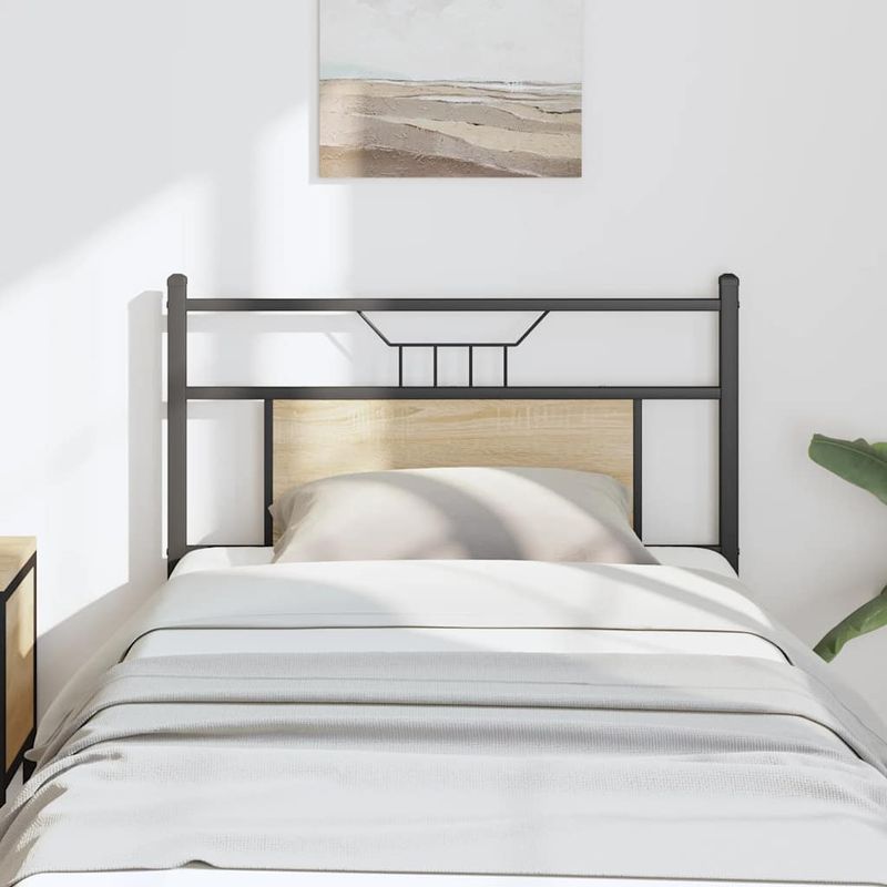 Casa si Gradina - Mobilier - Paturi si accesorii - Accesorii paturi - Tablie de pat din Stejar Sonoma 75 cm Lemn prelucrat si otel - Infinity.ro