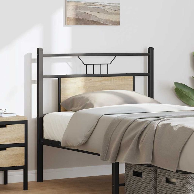Casa si Gradina - Mobilier - Paturi si accesorii - Accesorii paturi - Tablie de pat din Stejar Sonoma 75 cm Lemn prelucrat si otel - Infinity.ro