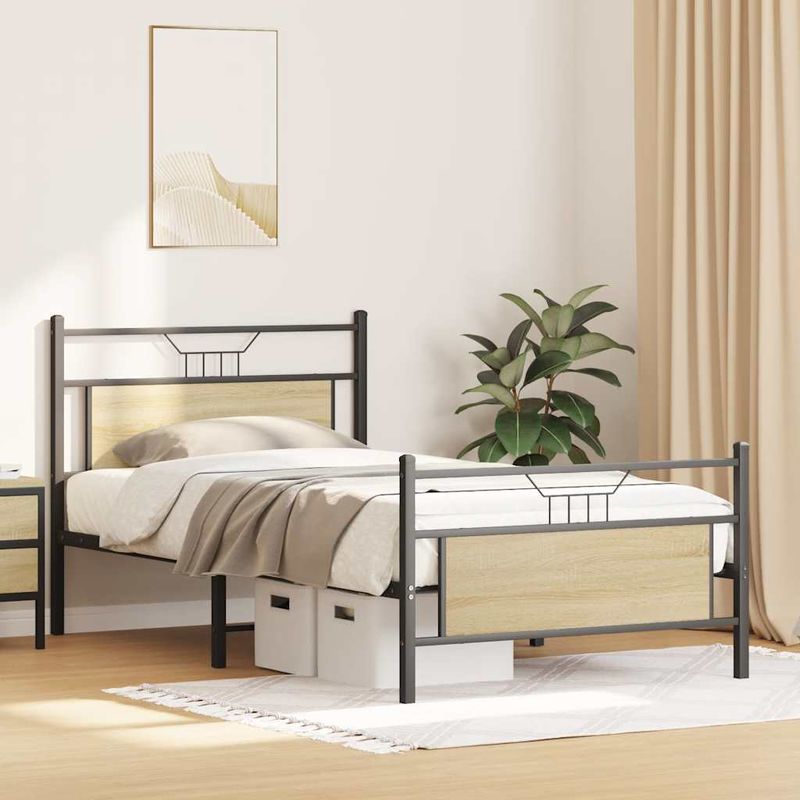 Casa si Gradina - Mobilier - Paturi si accesorii - Paturi - Cadru pat fara saltea stejar sonoma 100x200 cm lemn prelucrat - Infinity.ro