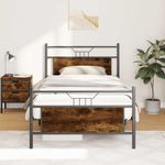 Casa si Gradina - Mobilier - Paturi si accesorii - Paturi - Cadru pat fara saltea, stejar fumuriu 100x190 cm lemn prelucrat - Infinity.ro