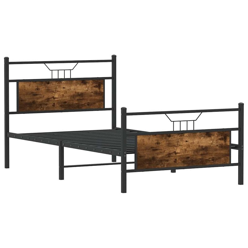 Casa si Gradina - Mobilier - Paturi si accesorii - Paturi - Cadru pat fara saltea, stejar fumuriu 100x190 cm lemn prelucrat - Infinity.ro