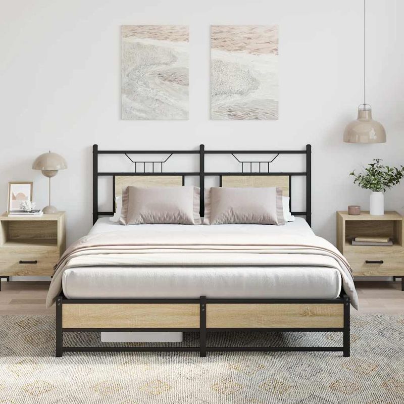 Casa si Gradina - Mobilier - Paturi si accesorii - Paturi - Cadru pat fara saltea, stejar sonoma 137x190 cm lemn prelucrat - Infinity.ro