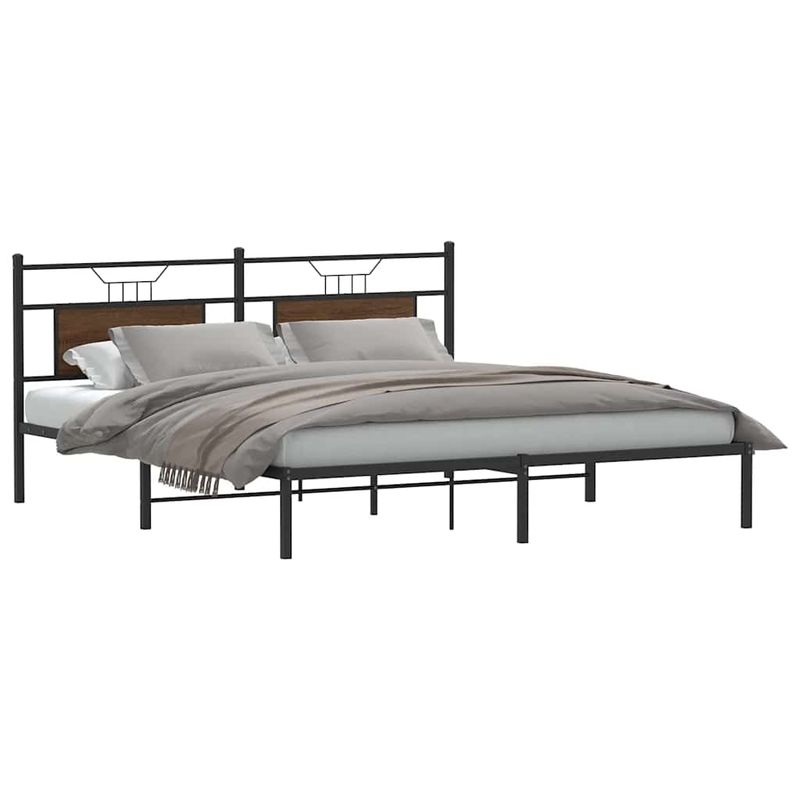 Casa si Gradina - Mobilier - Paturi si accesorii - Paturi - Cadru de pat fara saltea Stejar maro 183x203 cm Lemn prelucrat, model cu tăblie - Infinity.ro