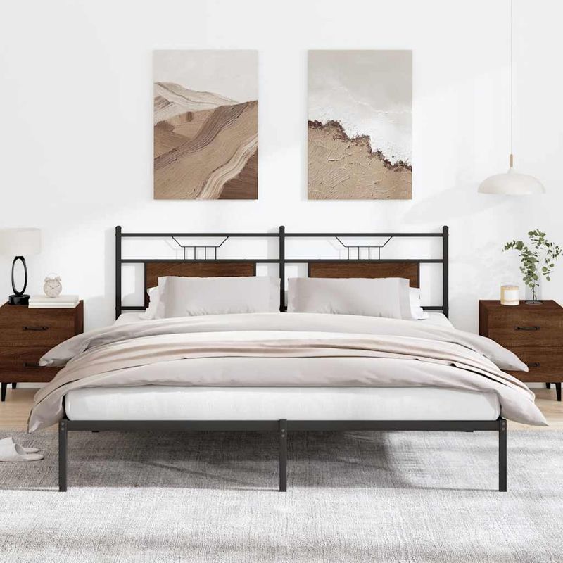 Casa si Gradina - Mobilier - Paturi si accesorii - Paturi - Cadru de pat fara saltea Stejar maro 183x203 cm Lemn prelucrat, model cu tăblie - Infinity.ro