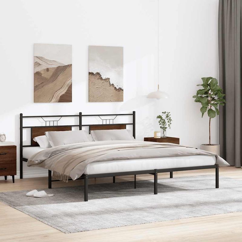 Casa si Gradina - Mobilier - Paturi si accesorii - Paturi - Cadru de pat fara saltea Stejar maro 183x203 cm Lemn prelucrat, model cu tăblie - Infinity.ro