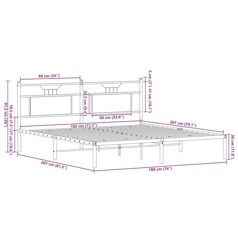 Casa si Gradina - Mobilier - Paturi si accesorii - Paturi - Cadru de pat fara saltea Stejar maro 183x203 cm Lemn prelucrat, model cu tăblie - Infinity.ro